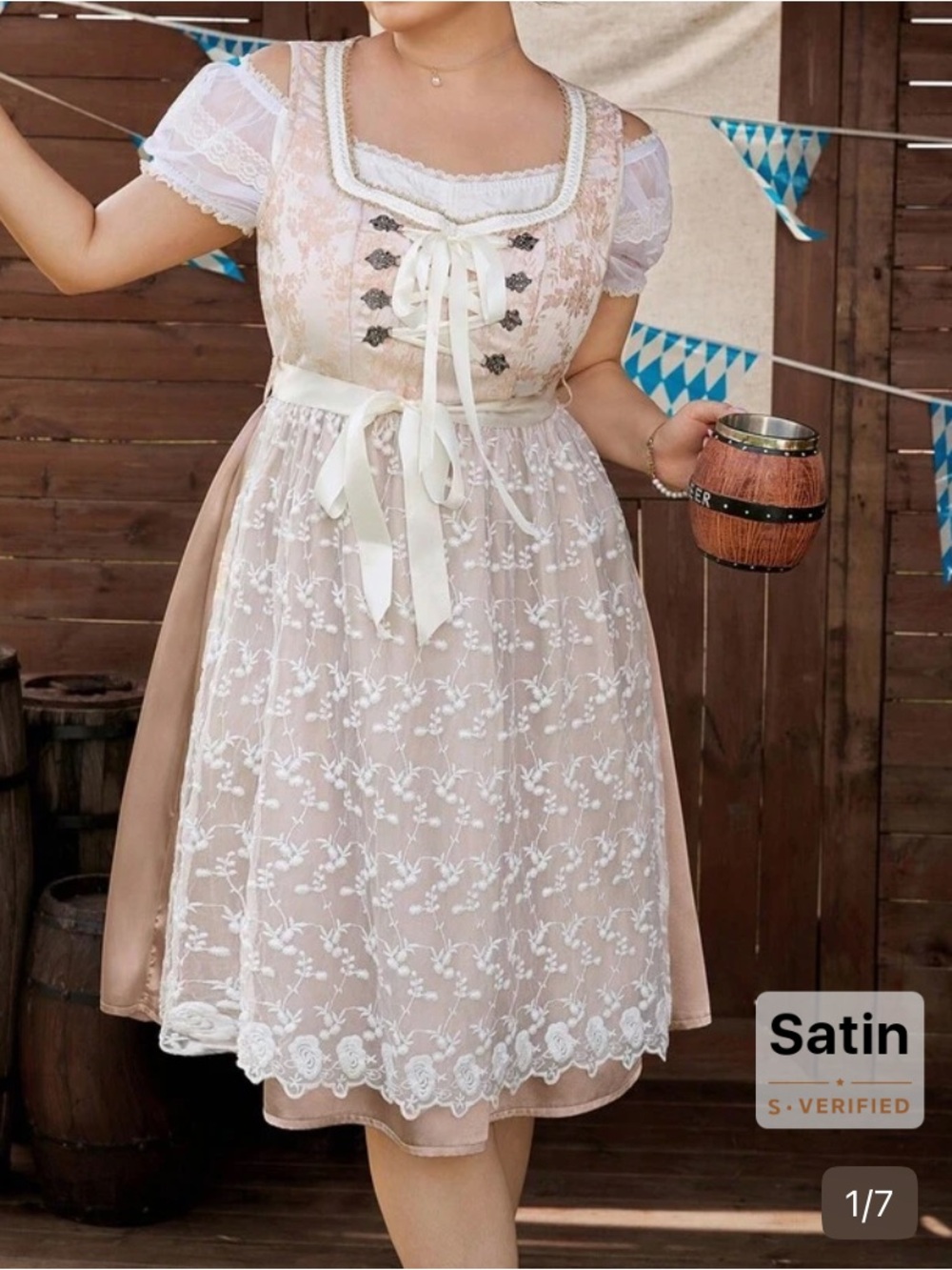 Women's Blush/champagne dirndl for Oktoberfest.